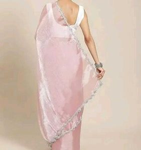 Brand New BOLLYWOOD SLIVER SEQUENCE LACE SAREE