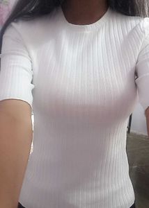 Zara White Knit Top