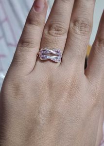 Real Silver Infinity Lavender/Pastel Pink Ring