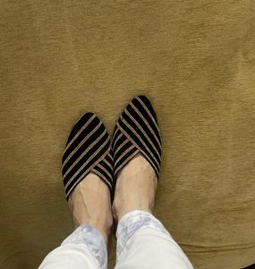 Embellished Black Velvet Mules