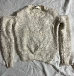 Off-Shoulder Fuzzy Knit Sweater