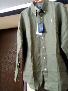 NEW Polo Ralph Lauren Green Linen Shirt