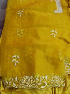 Yellow Embroidery Suit With Dupatta.