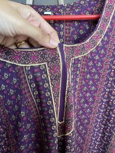 Elegant Purple Printed Kurta