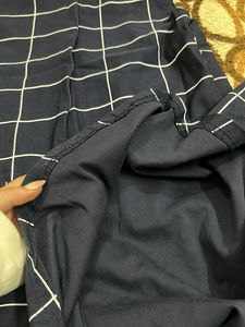 Navy &amp; White Checked Dress