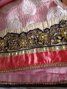Elegant Pink & Gold Saree