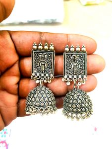 Silver Jhumka Earrings