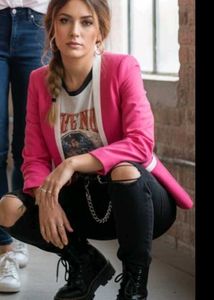 Pink Blazer with White Trim