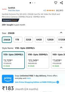 SanDisk Extreme Pro 256GB Card | 200MB/s