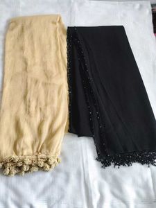 2- Elegant Dupatta Set - Beige & Black 🧣