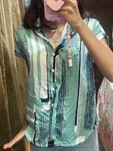 Striped Button-Down Top