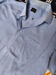 Yezac Men Blue Pirnted Cotton Casual Shirt