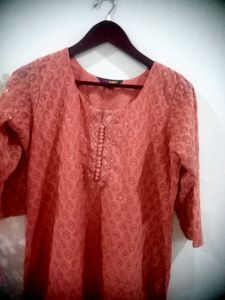 Branded Chickenkari Kurti With Attached Lining