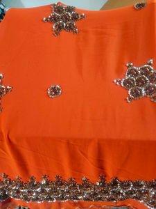 Stone And Sequence Work Sari With Blouse