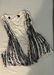 Sequin Embellished Open Front Waist Jacket