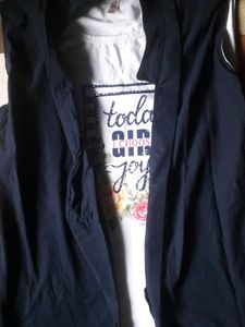 Floral Graphic Tee with Black Shrug