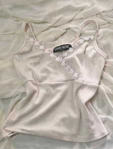 Cute Floral Trim Y2k Cami Top