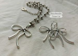 Bow Necklace &amp; Earring Hoop Jewelry Set