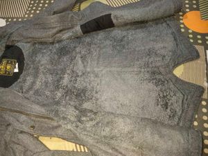 Gray long korean hoody jacket fur inside