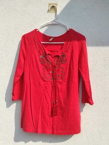 BARE Red Embellished Top