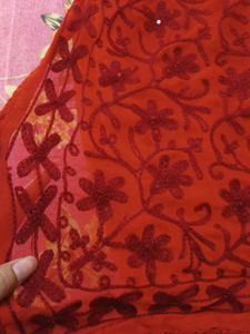 Red Embroidered Kurta
