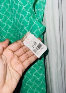 Banana Green Irregular Check Flutter Sleeve Top