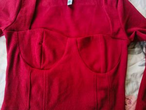New Me Burgundy Ribbed Crop Top