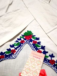 Pure Cotton White Embroidered Kurta