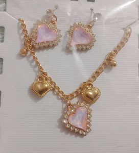 Pink Heart Jewelry Set