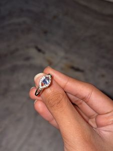 Cute Eye Blue Silver Ring