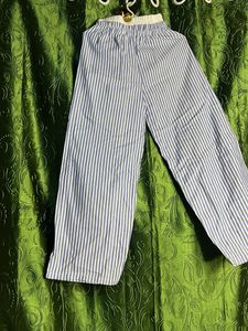 Striped Blue And White Trousers With Elastic Belt