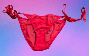 Red &#39;Naughty&#39; Tie-Side Panties