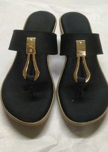 Black & Gold Thong Sandals