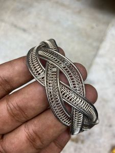 Silver Braided Wire Bangle