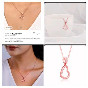 Giva Rose Gold Line Heart Pendant With Box Chain