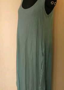Blue Handmade Cotton Linen Tank Dress