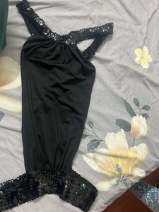 Black Sequin Backless Party Top