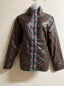 Shinny Brown High Neck Jacket💖