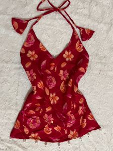 y2k Backless halter Kurti with pearls