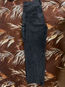 Washed Black Cargo Jeans | Loose Fit | Like New