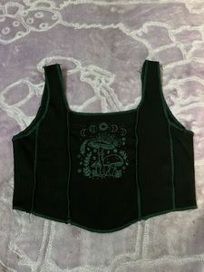 Mushroom Moon black Crop Top