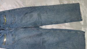 Denim Baggy Pants With Chains On Front