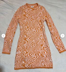 Orange Patterned Bodycon Dress