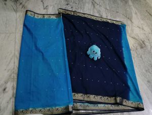 💙 Elegant Blue Saree with FREE Gift 🎁 Only ₹399