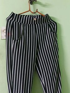 Black Strips Trouser