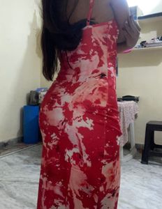 Stylish Red &amp; Pink Tie-Dye Dress