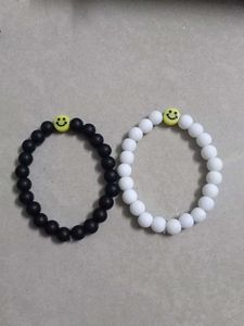 Black And White Smiley Bracelet Set.