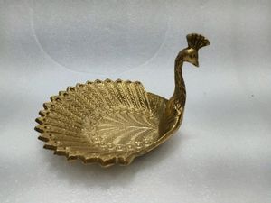 Peacock Metal Server With Gold Finish