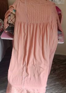Peach Embroidered Kurta Set