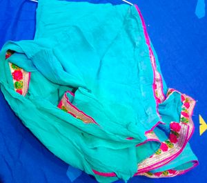 Blue Chiffon Saree